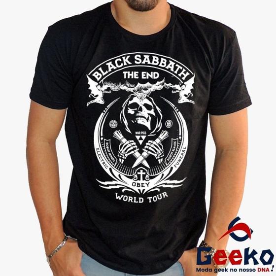Imagem de Camiseta Black Sabbath 100% Algodão Diversas Cores The End World Tour Rock Geeko