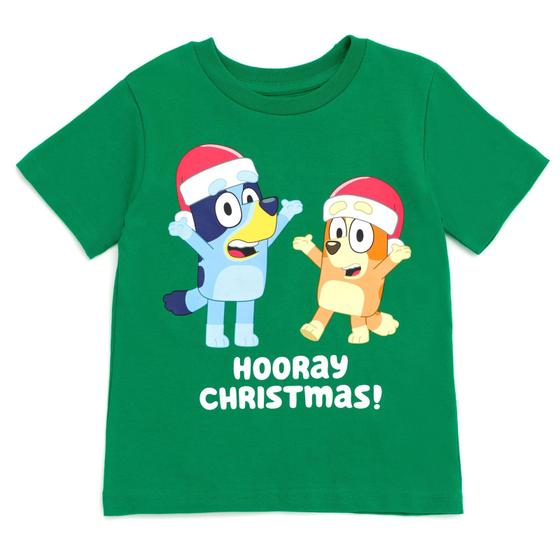 Imagem de Camiseta Bluey Bingo Christmas para meninos, verde 4T