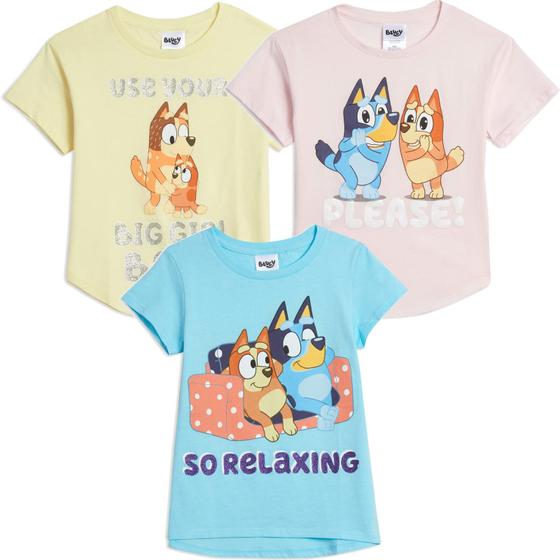 Imagem de Camiseta Bluey Bingo Mom Toddler Girls de manga curta, pacote com 3 unidades