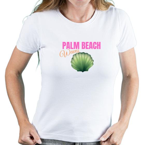 Imagem de Camiseta blusa babylook feminina Palm Beach manga Exclusivo