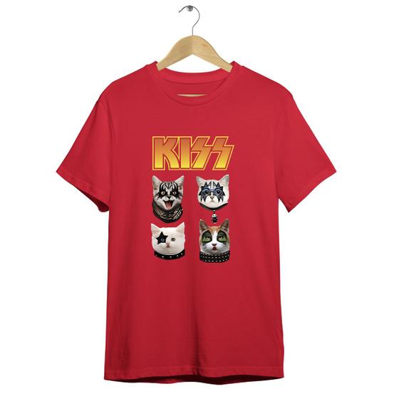 Imagem de Camiseta Blusa Básica Kiss Gatinhos Rock Banda Gene Simmons