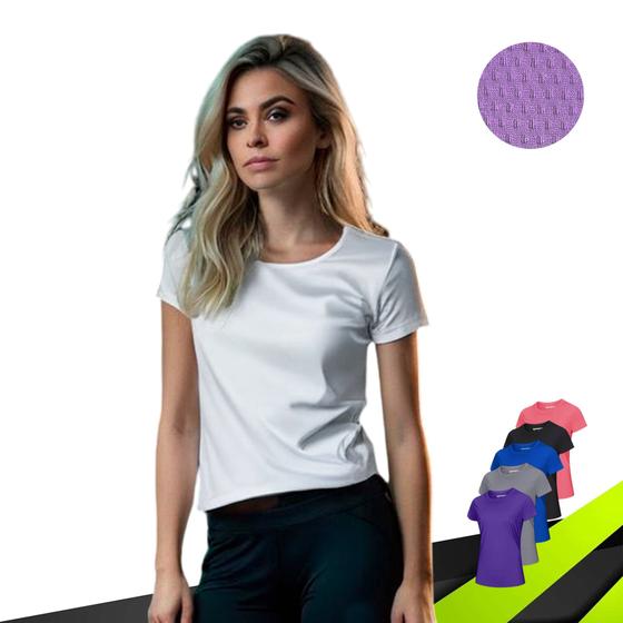 Imagem de CAMISETA Blusa Feminina Camisa Blusinha DRY FIT Tecido Furadinho Academia Corrida Yoga 616