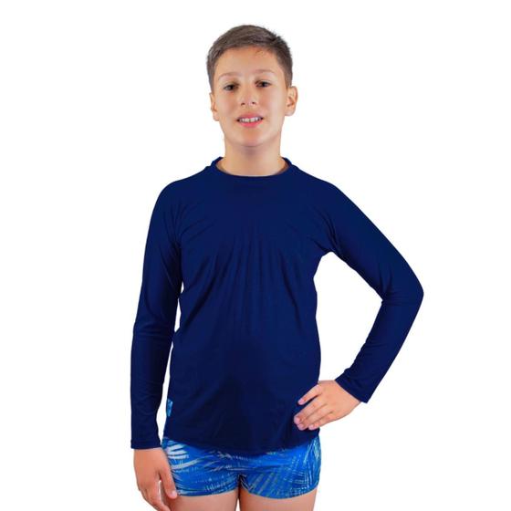 Imagem de Camiseta Blusa Térmica Manga Longa Proteção UV Infantil Malha Fria Filtro Solar Moda Praia Verão 2024 Piscina