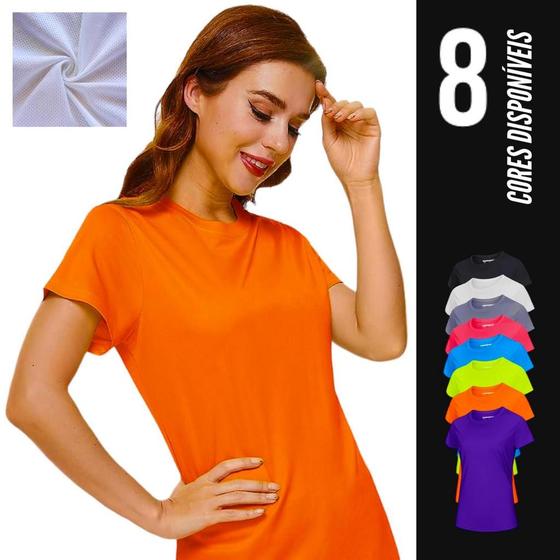 Imagem de Camiseta Blusinha Dry MALHA FRIA POLIAMIDA Tecido Furadinho feminina Academia Corrida Yoga 608