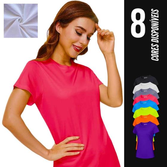 Imagem de Camiseta Blusinha Dry MALHA FRIA POLIAMIDA Tecido Furadinho feminina Academia Corrida Yoga 608