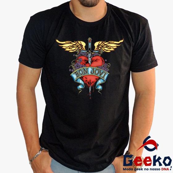 Imagem de Camiseta Bon Jovi 100% Algodão Rock Geeko