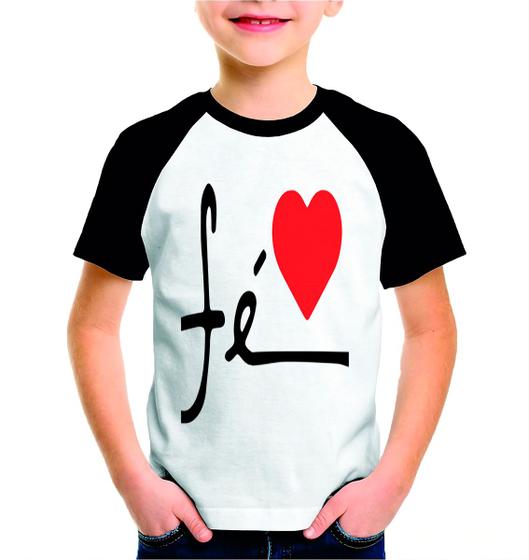 Imagem de Camiseta Branca Infantil Estampada Frase religiosa Fé