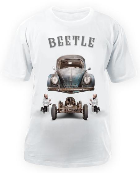 Imagem de Camiseta Branca Tema Sobre Carro Fusca Beetle mechanical analysis 1