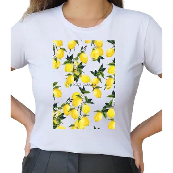 Imagem de Camiseta Branco T Shirt Feminina Limão Siciliano