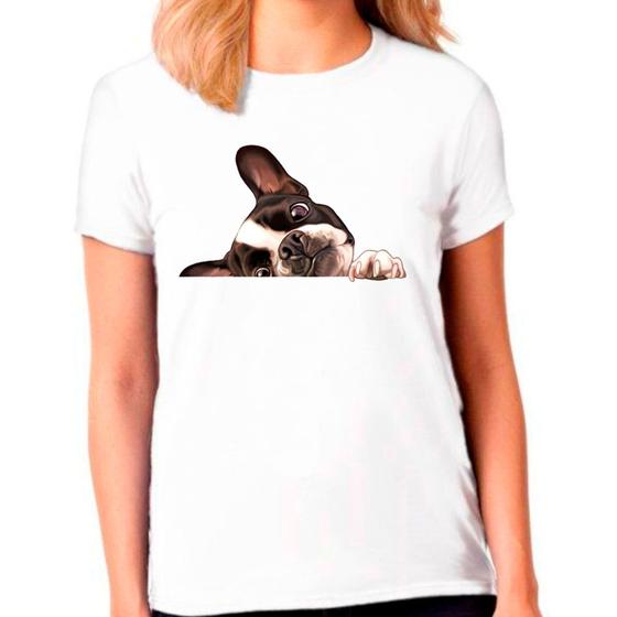 Imagem de Camiseta Buldog Francês Cachorro Pet Dog Branca Feminina10