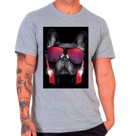 Imagem de Camiseta bulldog francês pet cachorro cinza masculina02