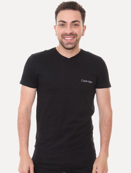 Imagem de Camiseta Calvin Klein Swimwear V-Neck Slim Fit Logo Preta
