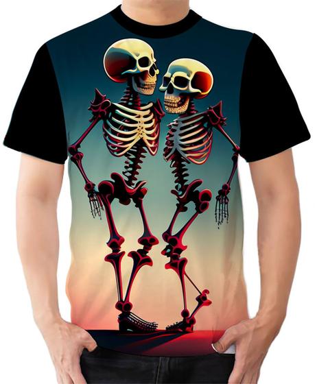 Imagem de Camiseta Camisa Ads Casal Caveira Crânio Esqueleto 1