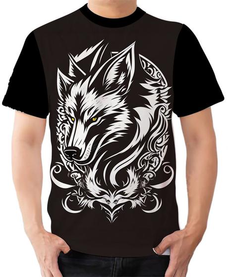 Imagem de Camiseta Camisa Ads  Silhueta Animal Lobo e Raposa 3