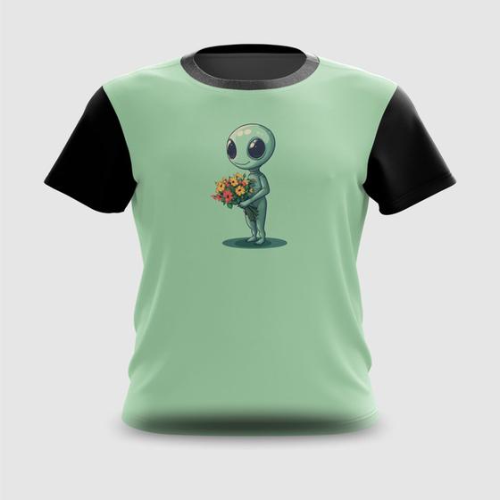 Imagem de Camiseta Camisa Alien com Buquê de Flores