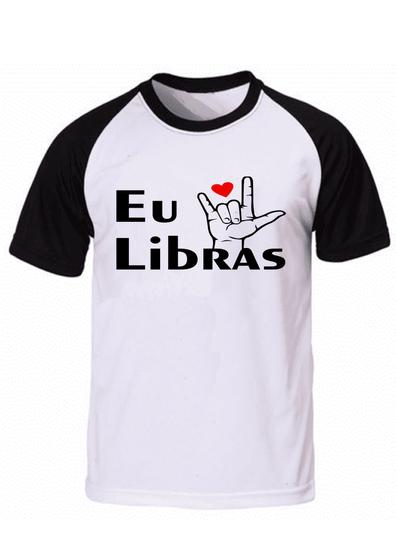 Imagem de Camiseta camisa amo libras professor sinais surdo mudo