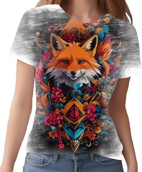 Imagem de Camiseta Camisa Animais Raposa Laranja Arte Oriental HD 3