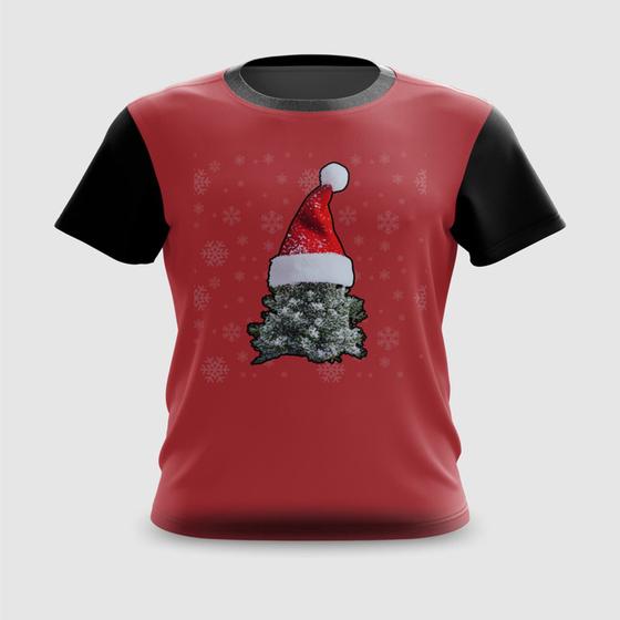 Imagem de Camiseta Camisa Árvore de Natal com Gorro Papai Noel