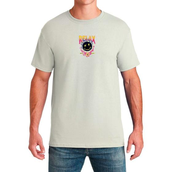 Imagem de Camiseta Camisa Blusa Masculina 100% Algodão Relax Manga Curta Gola Redonda