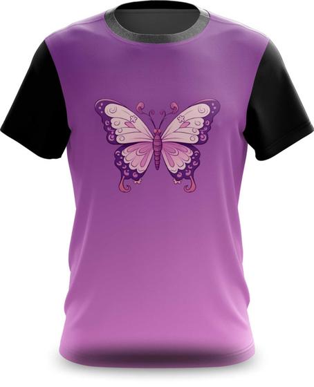 Imagem de Camiseta Camisa Borboleta Simétrica Roxa