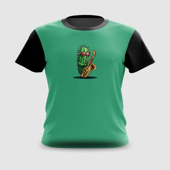 Imagem de Camiseta Camisa Cactus Tocando Saxofone