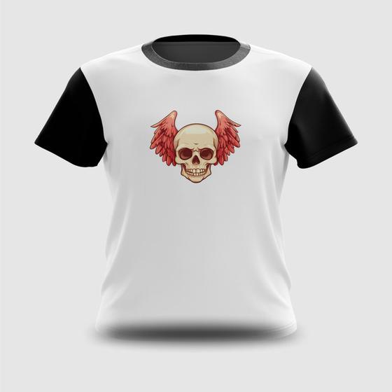 Imagem de Camiseta Camisa Caveira com Asas Vermelhas