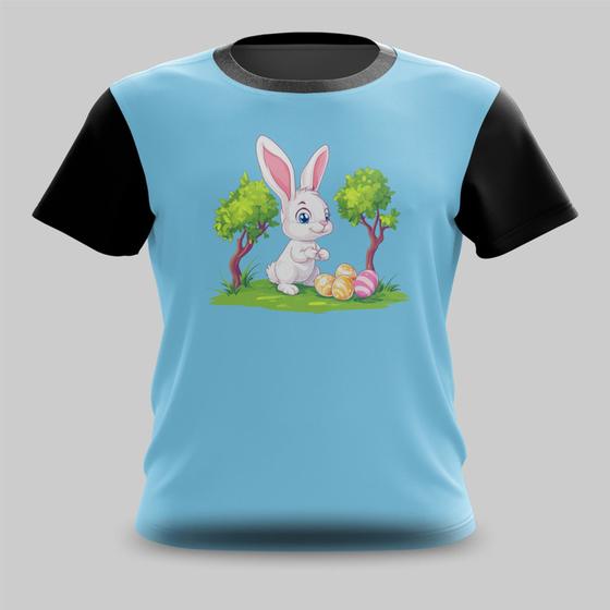 Imagem de Camiseta Camisa Coelho da Páscoa com Ovos na Floresta