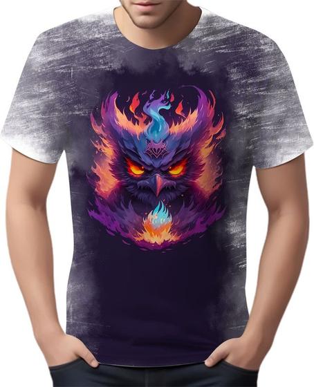 Imagem de Camiseta Camisa Estampada Coruja Fogo Ilustração Moda 4