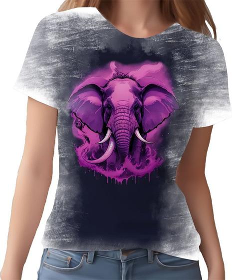 Imagem de Camiseta Camisa Estampada Elefante Pink Animais Grandes 1