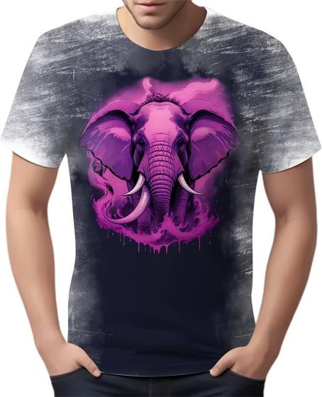 Imagem de Camiseta Camisa Estampada Elefante Pink Animais Grandes 2