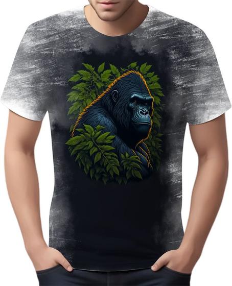 Imagem de Camiseta Camisa Estampada Primata Gorila Selva Africa HD 2