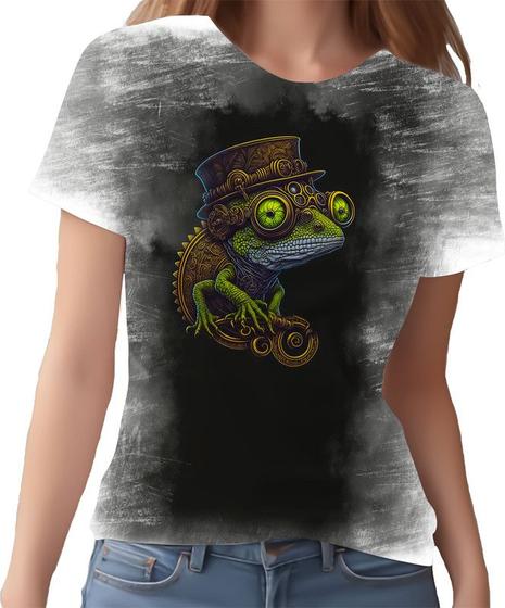 Imagem de Camiseta Camisa Estampada Steampunk Camaleão Tecnovapor 1