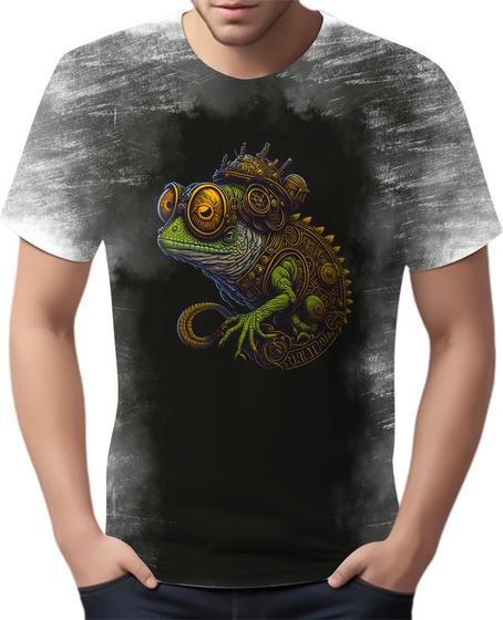 Imagem de Camiseta Camisa Estampada Steampunk Camaleão Tecnovapor 4