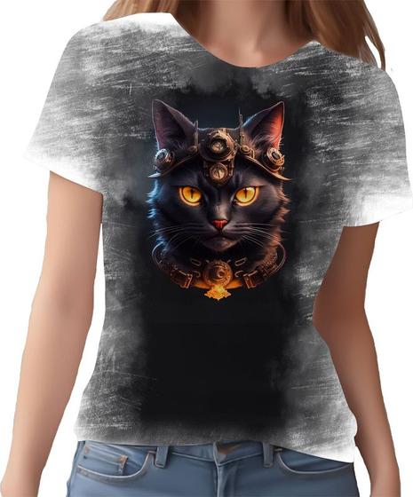 Imagem de Camiseta Camisa Estampada Steampunk Gato Face Tecnovapor 1