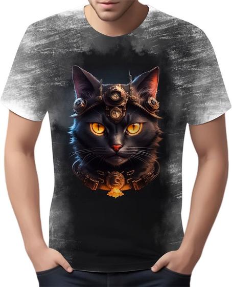 Imagem de Camiseta Camisa Estampada Steampunk Gato Face Tecnovapor 2