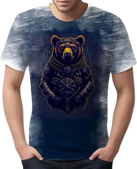 Imagem de Camiseta Camisa Estampada Steampunk Urso Tecnovapor HD 12