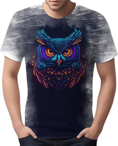 Imagem de Camiseta Camisa Estampada T-shirt Face Coruja Neon Ave 2