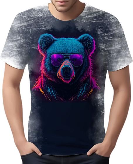 Imagem de Camiseta Camisa Estampada T-shirt Face Urso Neon Moda 5