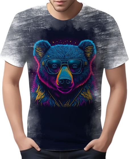 Imagem de Camiseta Camisa Estampada T-shirt Face Urso Neon Moda 6