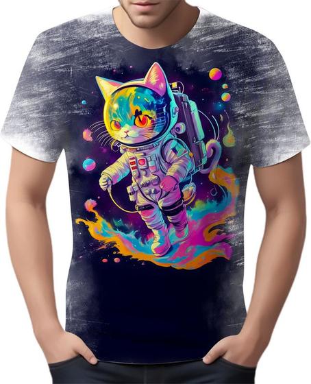 Imagem de Camiseta Camisa Galaxias Gato Astronauta Fofo Marte Lua 2