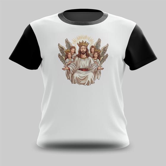 Imagem de Camiseta Camisa Jesus Rei Rodeado de Anjos