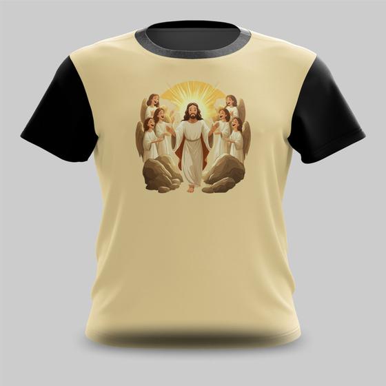 Imagem de Camiseta Camisa Jesus Ressucitando com Anjos