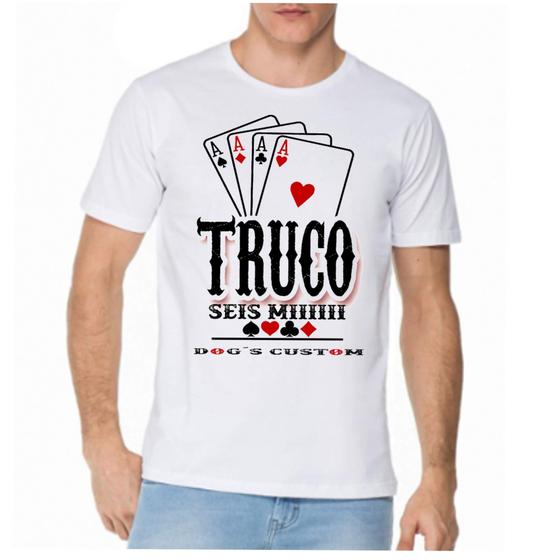 Imagem de Camiseta camisa masculina jogo truco seis mi zap nipe baralho plus size