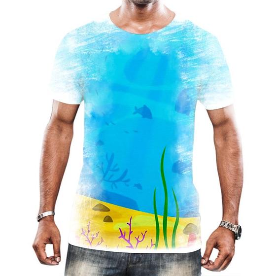 Imagem de Camiseta Camisa Paisagem Fundo do Mar Peixes Animais HD 2