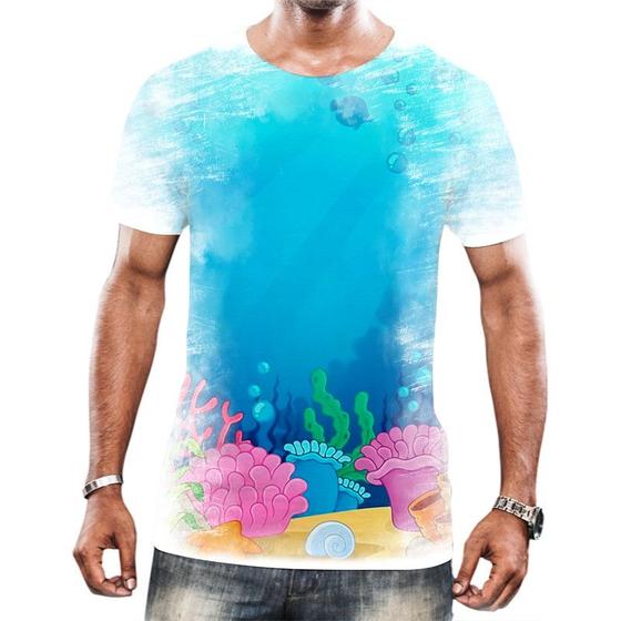 Imagem de Camiseta Camisa Paisagem Fundo do Mar Peixes Animais HD 9