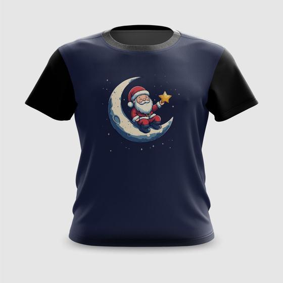 Imagem de Camiseta Camisa Papai Noel na Lua com Estrela Natal