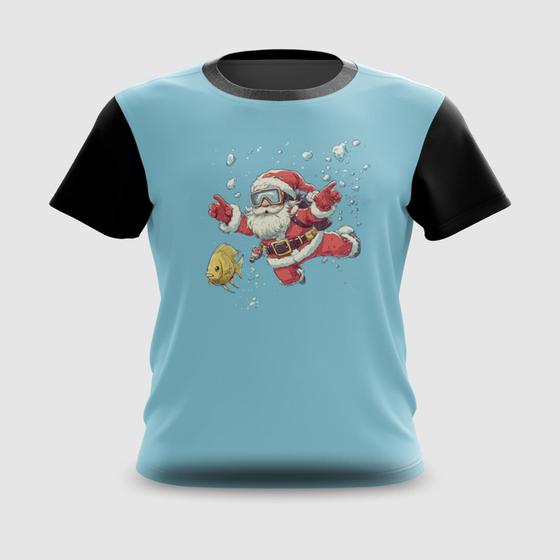 Imagem de Camiseta Camisa Papai Noel Nadando Natal