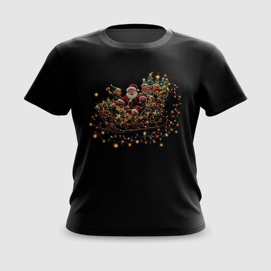 Imagem de Camiseta Camisa Papai Noel no Trenó com Elfos