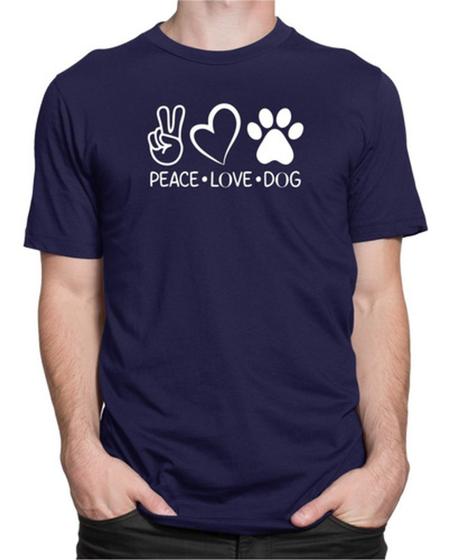 Imagem de Camiseta Camisa Paz Amor Cachorro Blusa Peace Love Dog