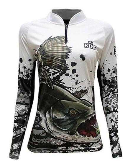 Imagem de Camiseta camisa pesca feminina protecao solar uv50+ king brasil - kff657 - secagem rapida